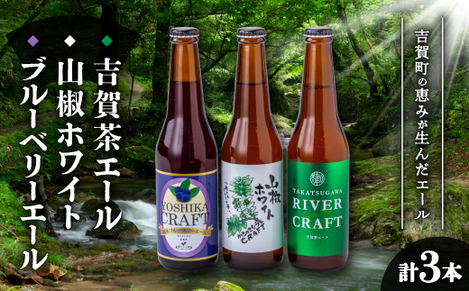 クラフトビール各種セット(ブルーベリーエール・山椒ホワイト・吉賀茶エール)【配送不可地域：離島】