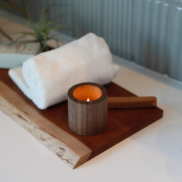 木製キャンドルホルダー チューブ型 ウォールナット LEDキャンドル専用