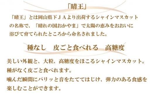 ぶどう 2026年  シャイン マスカット 晴王 約700g×1房 ブドウ 葡萄  岡山県産 国産 フルーツ 果物 ギフト