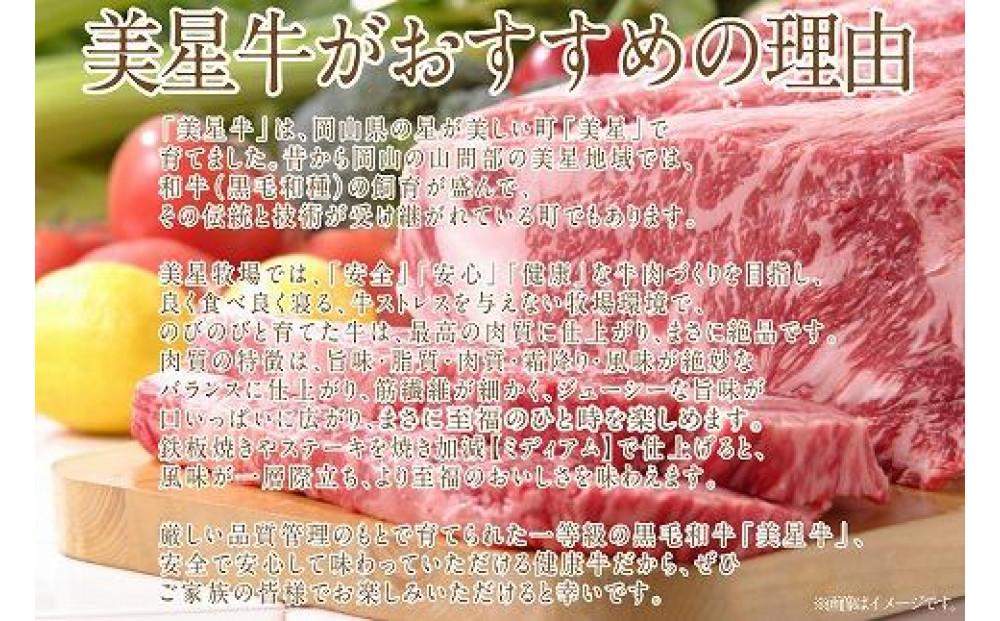 岡山　黒毛和牛　美星牛　A４等級以上　牛脂付き しゃぶしゃぶ　すき焼き　割り下　約４００g（約２００g×２個）　美星牧場　美星ミート