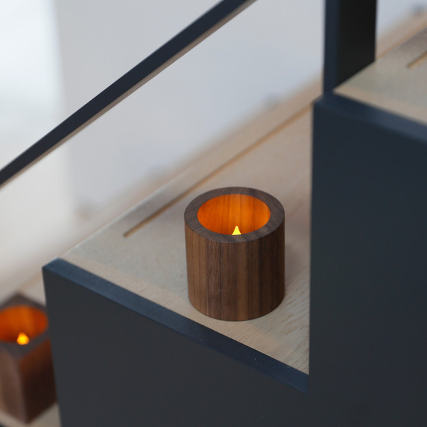 木製キャンドルホルダー チューブ型 ウォールナット LEDキャンドル専用