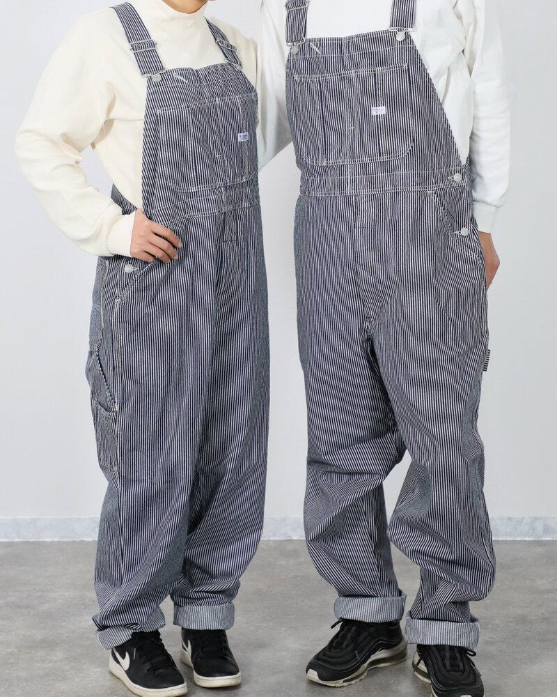 デニムオーバーオール サロペット ヒッコリーストライプ ユニセックス 4Lサイズ [BET-12-935]