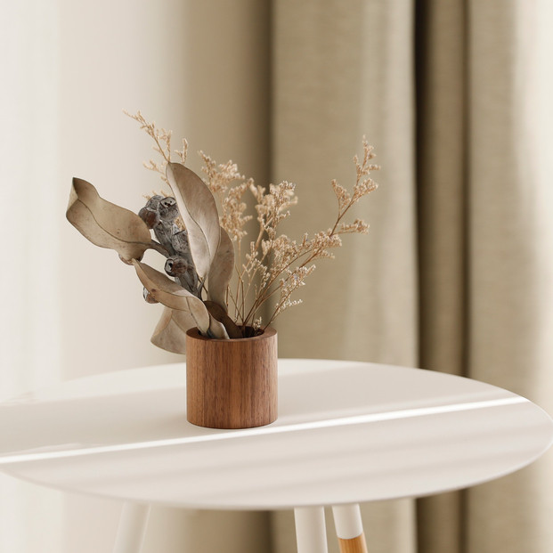 木製キャンドルホルダー チューブ型 ウォールナット LEDキャンドル専用