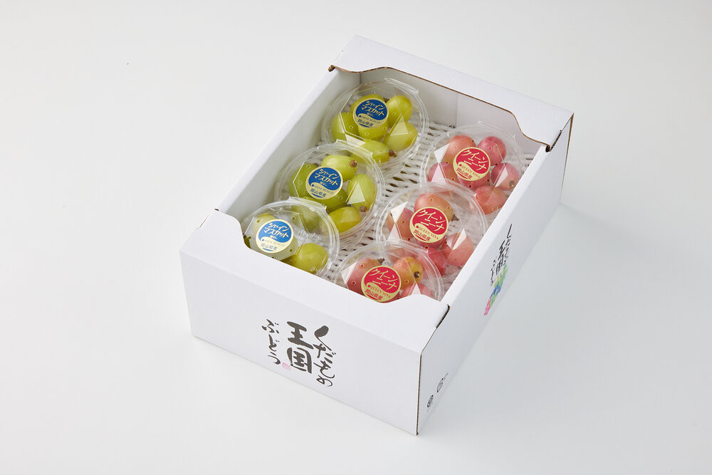 ぶどう 2026年 岡山市産 クイーンニーナ 粒・シャインマスカット 粒（カップ）セット各100g×6  渡邊農園