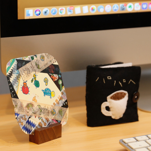 木製ブロック カード・はがき立て 2個セット