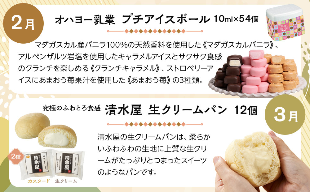 【定期便6回】岡山市の特産品を毎月お届けします （お肉・お酒・スイーツ・アイス・肉まん）