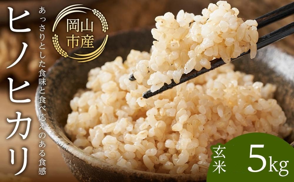 令和7年産 米 玄米 ヒノヒカリ 岡山市産 （ 5kg × 1袋 ）