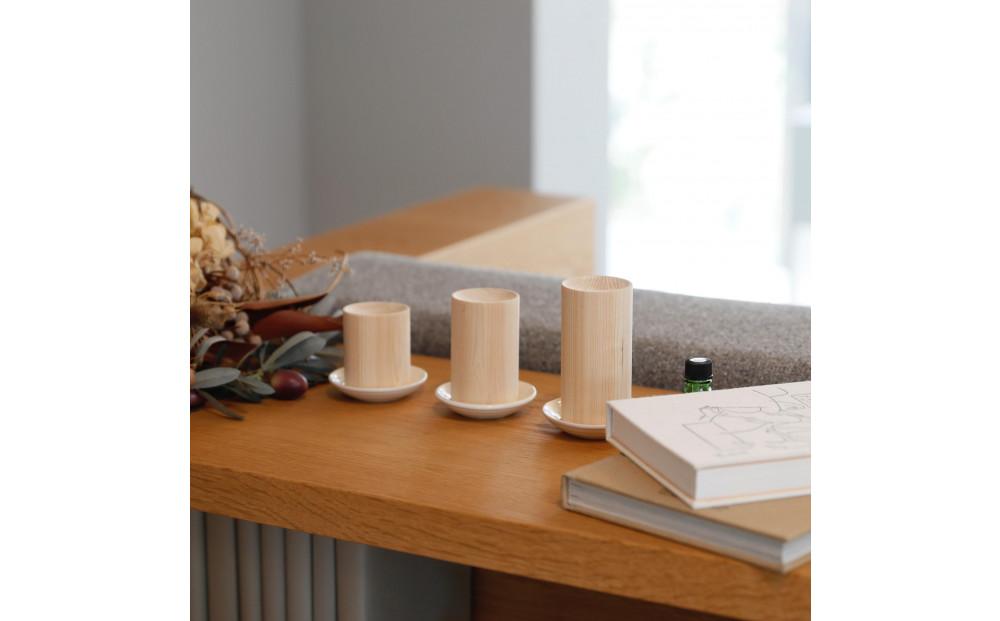 岡山県産ヒノキのアロマディッシュ 3点セット S M L アロマ ディフューザー アロマウッド  岡山県産ヒノキ kitoen（木と縁）