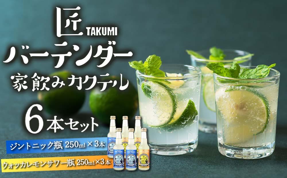 匠バーテンダー 家飲み カクテル ジントニック＆レモンサワー 6本セット