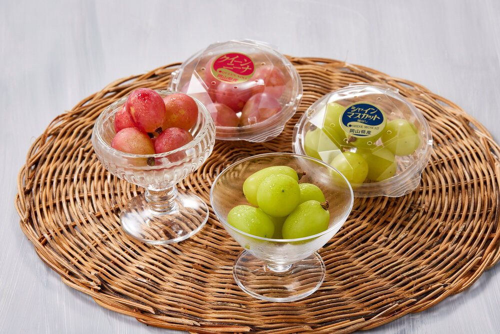 ぶどう 2026年 岡山市産 クイーンニーナ 粒・シャインマスカット 粒（カップ）セット各100g×6  渡邊農園