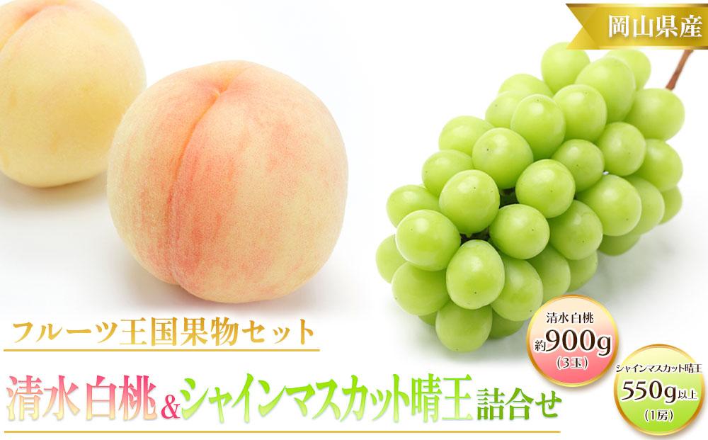 桃 ぶどう 2026年  清水 白桃 3玉合計 約900g （1玉約300g） シャインマスカット 晴王 1房 550g以上もも 葡萄 詰合せ 岡山 国産 フルーツ 果物 ギフト 桃茂実苑