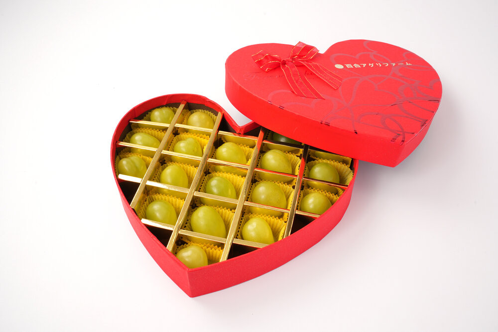 ぶどう2026年 岡山県産シャインJewelry box赤レッドリボン化粧箱入り18粒贈答用