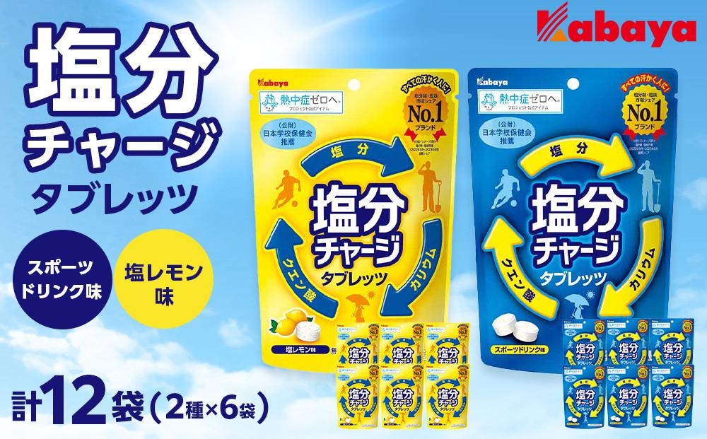 カバヤ　塩分チャージタブレッツ 2種×6袋 計12袋（スポーツドリンク味・塩レモン味）