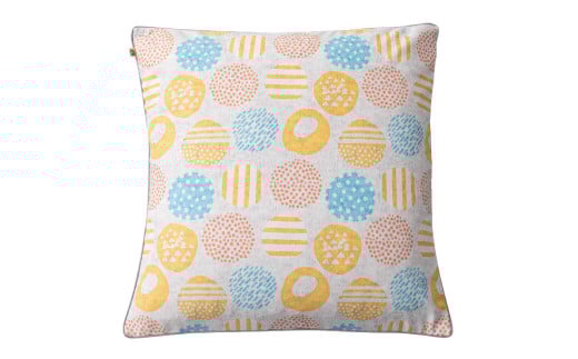 はぎもの舎　ふわもち洗える リビングクッション・スクエア【ニッテ・イエロー】【洗える枕 枕 ピロー クッション ピロークッション 岡山県 倉敷市 おすすめ 人気】