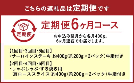 【定期便6か月】岡山 黒毛和牛 美星牛 A4等級以上 6か月定期便 合計約2400g