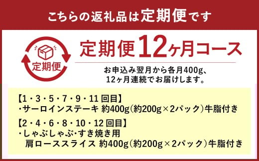 【定期便12か月】岡山 黒毛和牛 美星牛 A4等級以上 12か月定期便 合計約4800g