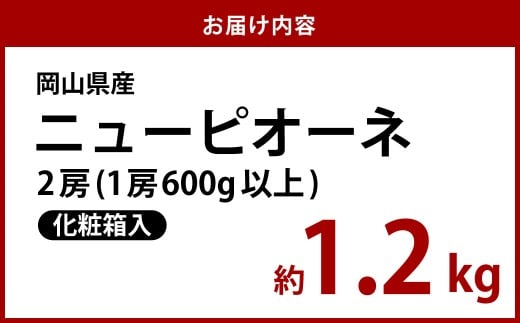 【先行予約】岡山県産 ニューピオーネ 2房（1房600g以上）化粧箱入り【2026年8月下旬～10月上旬まで順次発送予定】【ニューピオーネ ぶどう 果物 フルーツ 国産 人気 おすすめ 岡山県 倉敷市】