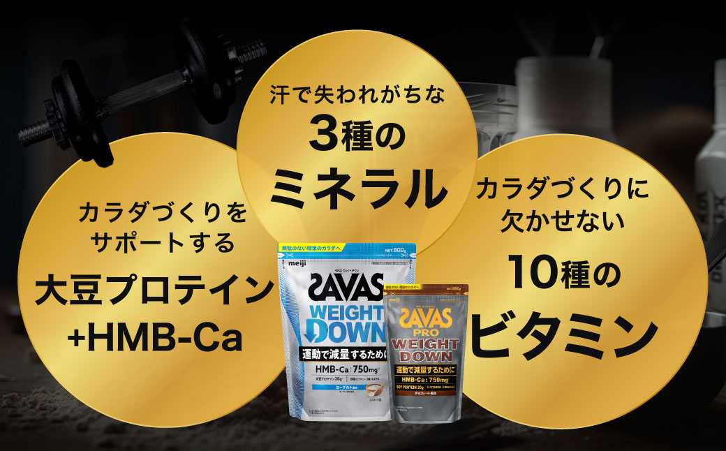 ザバスプロウエイトダウンお試しセットB（ウエイトダウンヨ－グルト風味800ｇ・ウエイトダウンチョコレ－ト風味280ｇ）【SAVAS ザバス プロテイン 人気プロテイン 明治プロテイン 健康 健康食品 美容 ボディメイク 体づくり 筋トレ 岡山県 倉敷市 人気 おすすめ】