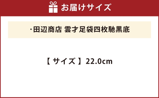雲才足袋四枚馳黒底【22.0cm】