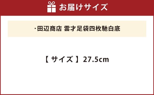 雲才足袋四枚馳白底【27.5cm】