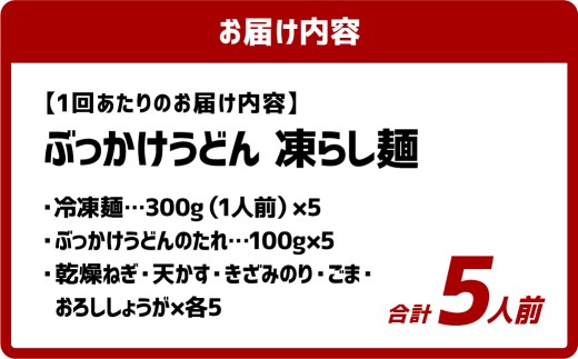 【12ヶ月定期便】ぶっかけうどん 凍らし麺 5人前×12回 うどん 麺類 麺 冷凍 ぶっかけうどん タレ つゆ 岡山県 倉敷市