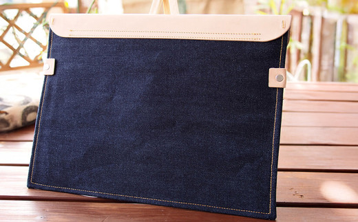 【刻印なし】児島デニム×本革 PCスリーブ ( 13inchノートPC 対応 )【デニム デニム製 PC カバー PCカバー パソコン パソコンカバー 岡山県 倉敷市 おすすめ 人気】