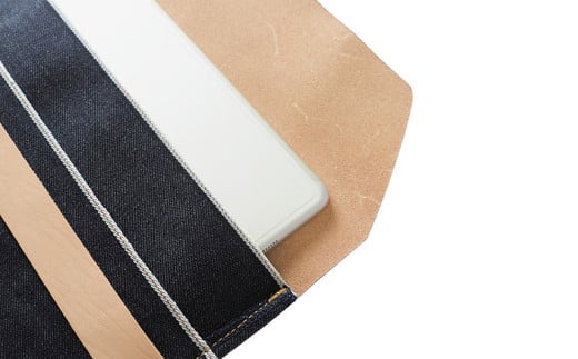 【刻印なし】児島デニム×本革 タブレットスリーブ （ iPad mini・タブレット 対応 ）【デニム デニム製 iPad mini カバー タブレットスリーブ タブレット 岡山県 倉敷市 おすすめ 人気】