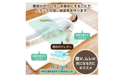 【セミダブル】厚さ約5cm 腰部分硬め ウレタンマット（3つ折りマットレス）《逃湿バランス》 マットレス 寝具 敷き布団 岡山県 倉敷市