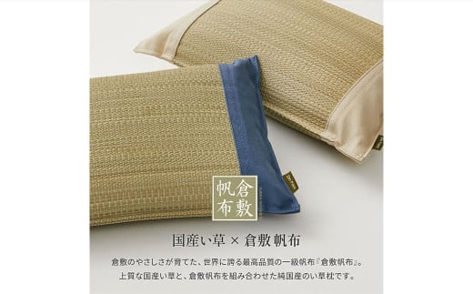 国産い草とふわもち素材の新感覚平枕 国産平枕 倉ノ戸（くらのと）【BL(ブルー)】