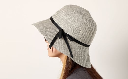 ペーパーブレード帽子丸頭クロッシェ【ライトグレー：L】