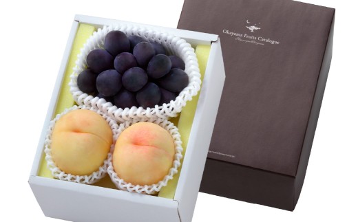 果物詰合せ 合計約1.0kg（白桃（晩生種） 2玉・ニュー ピオーネ 1房）岡山 特産 桃 ニューピオーネ 白桃 セット 詰め合わせ 贈り物 ギフト【2026年8月下旬～9月下旬発送予定】