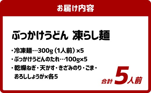 ぶっかけうどん 凍らし麺 5人前 うどん 麺類 麺 冷凍 ぶっかけうどん タレ つゆ 岡山県 倉敷市