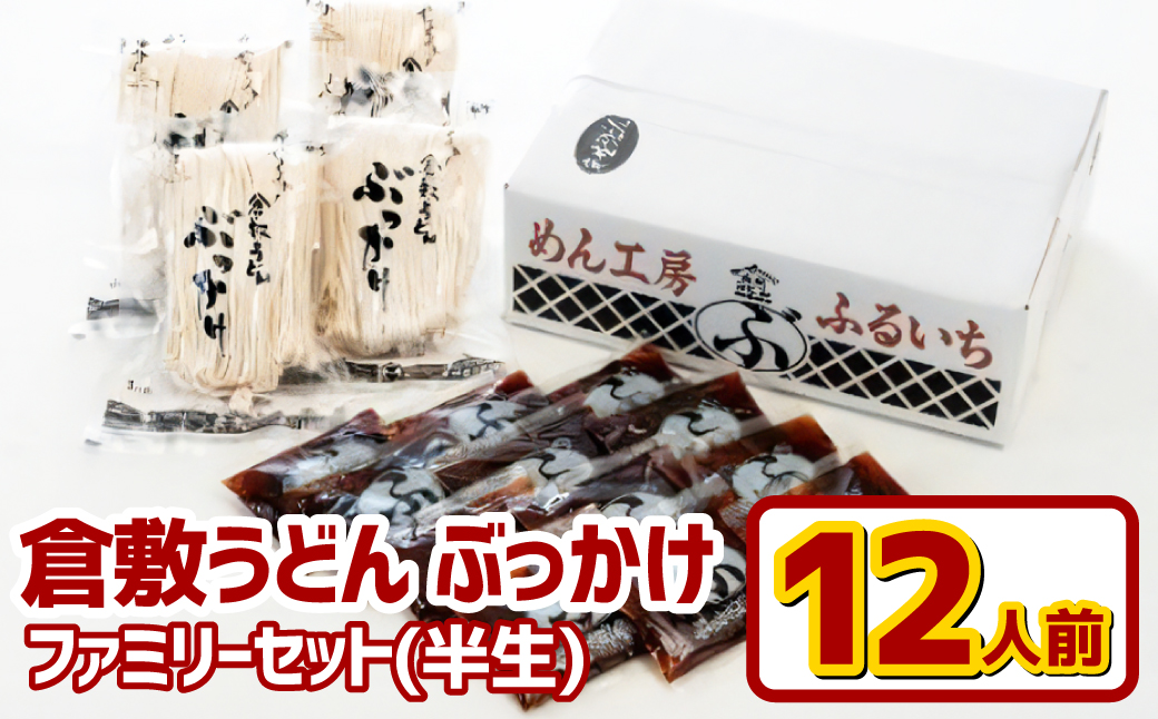 『倉敷うどん ぶっかけ』ファミリーセット半生12人前【うどん 人気うどん ぶっかけうどん ファミリー 家族用 ぶっかけ 岡山県 倉敷市】