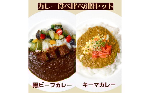 カレー食べ比べセット （黒ビーフカレー 3個・キーマカレー 3個）【カレー ビーフカレー キーマカレー スパイシー 冷凍 冷凍食品 セット商品 岡山県 倉敷市 おすすめ 人気】