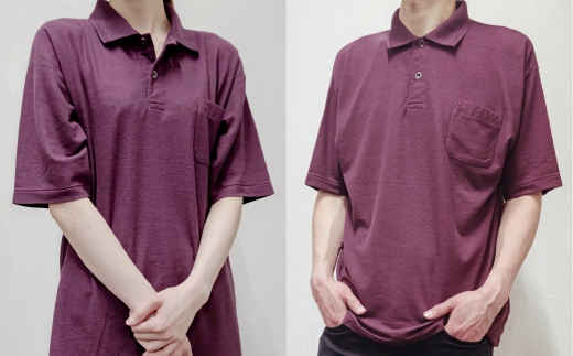 倉敷染　272SD半袖ポロシャツ昇り鯉刺繍調プリント入　エンジ