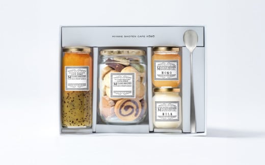 三宅商店カフェ工房ギフトセット【ジャム オレンジ キウイジャム 白桃ジャム ミルクジャム ミックスサブレ セット商品 岡山県 倉敷市 おすすめ 人気】