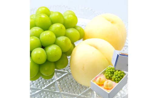 【先行予約】岡山県産 詰合せ/白桃2玉とシャインマスカット『晴王』2房 化粧箱入り【2026年7月下旬～8月上旬まで順次発送予定】【もも 桃 白桃 シャインマスカット 果物 フルーツ 国産 人気 おすすめ 岡山県 倉敷市】