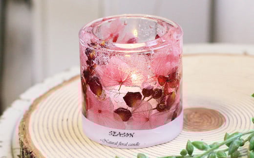 お花を閉じ込めたキャンドルホルダー（ピンク）【キャンドルホルダー キャンドルケース キャンドル ピンク リラックス 癒し ギフト お祝い 岡山県 倉敷市 おすすめ 人気】