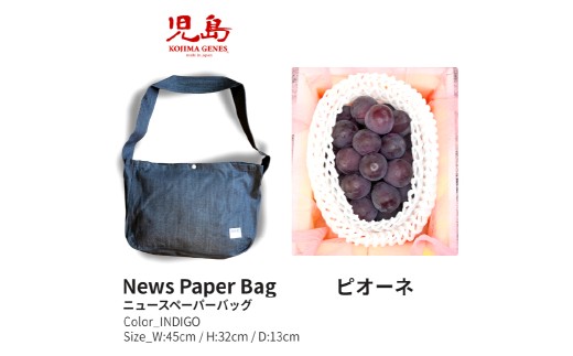 NEWS PAPER BAG（INDIGO）＋家庭用ピオーネ2房（1房約530g以上）