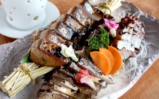 岡山名物鰆がメインの藁焼き三種盛り