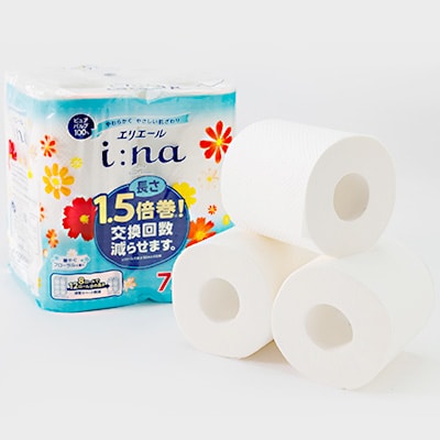 エリエール(イーナ) トイレットペーパー 1.5倍 75m シングル 8R×12パック(96個)【配送不可地域：離島・北海道・沖縄県】