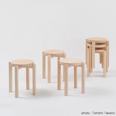 ヒノキのラウンドスツール　TSUYAMA FURNITURE