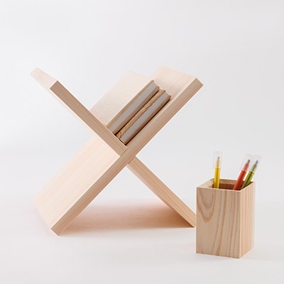 ひのき製クロス型　オブジェ