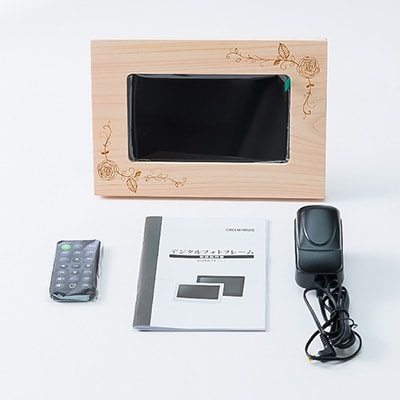 木製デジタルフォトフレームバラのイラスト入り