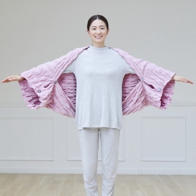 着る岩盤浴BSファイン　ふわふわレムケット肩掛け　ピンク