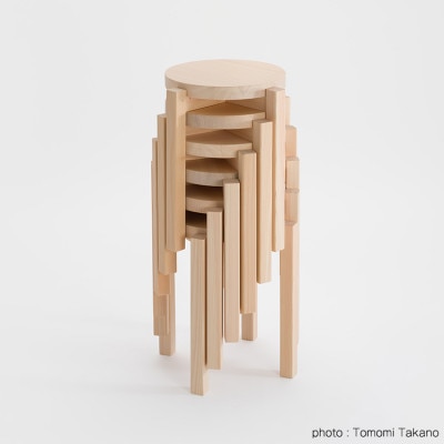 ヒノキのラウンドスツール　TSUYAMA FURNITURE