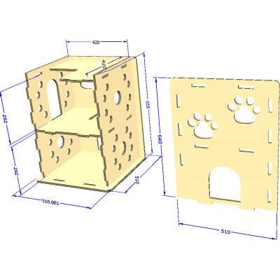3層強化ダンボール製 猫が選んだ『ニャンだ!!ねこハウス』 1戸用