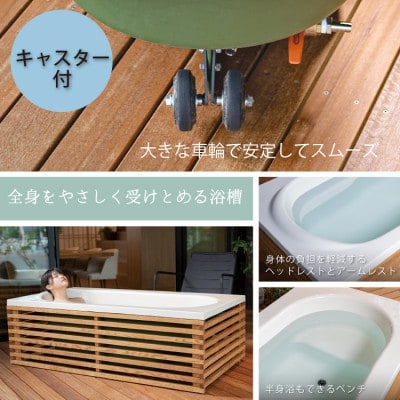 どこでも運べる癒しの湯船 ハコブネ hakobune フチあり木枠セット【配送不可地域：離島】