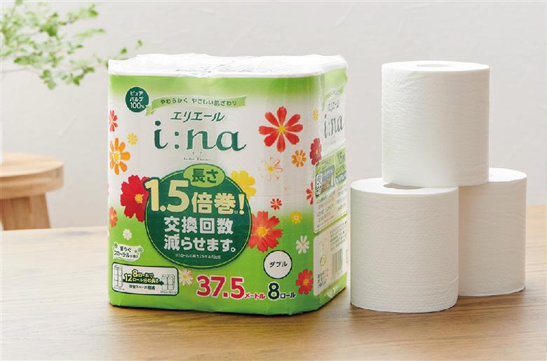 エリエール(イーナ)トイレットペーパー 1.5倍 37.5m(ダブル)8R×8パック(64個)【配送不可地域：離島・北海道・沖縄県】