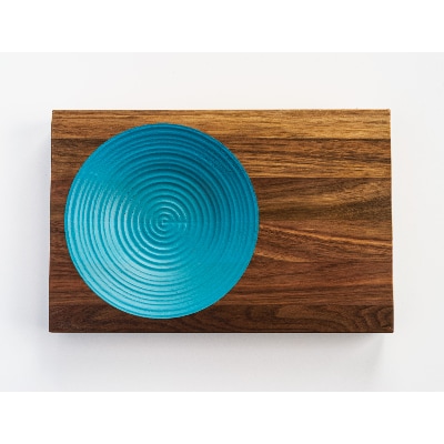 晴れの日のパスタ皿【ウォルナット/ターコイズ】H28mm